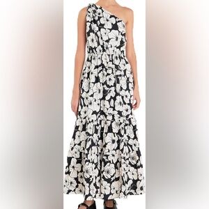 English Factory Black and White Floral A-Line Skirt